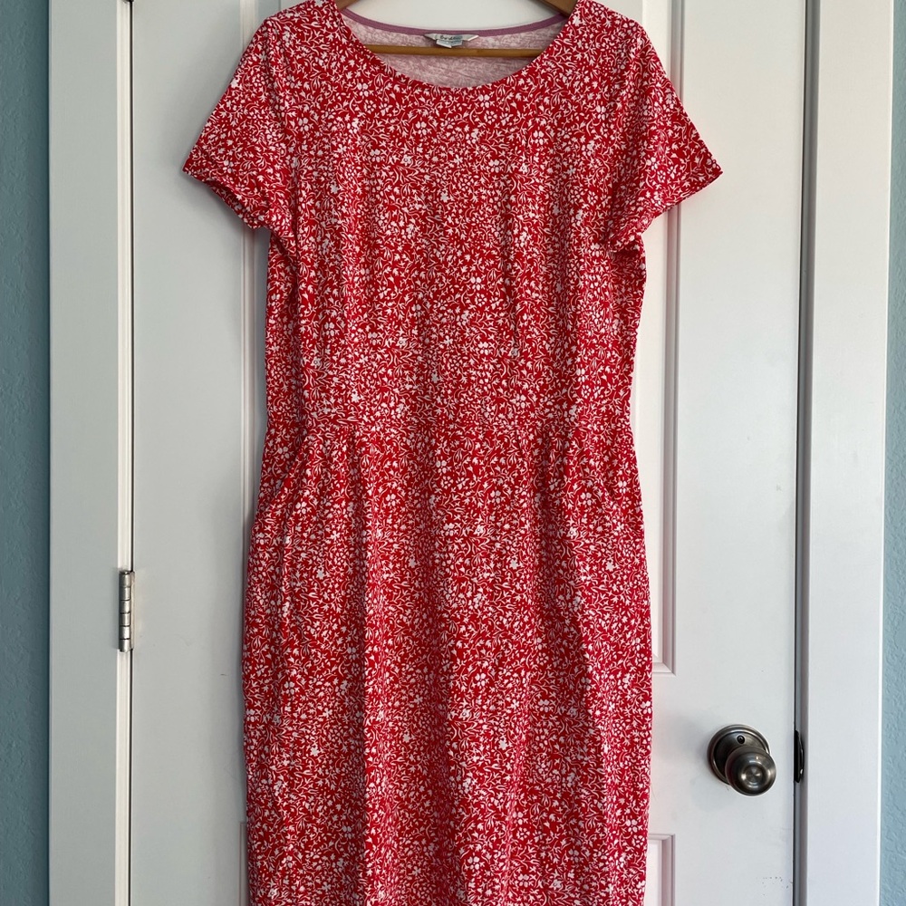 Boden Red and White Floral Midi Dress